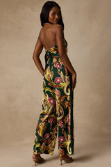 Marissa Green Boho Satin Tie-Back Two-Piece Jumpsuit