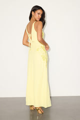 Julissa Light Yellow Embroidered Tie-Back Maxi Dress