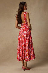 Jaden Pink Multi Abstract Sleeveless Midi Dress