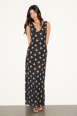 Earhart Black Multi Floral Mesh Maxi Dress
