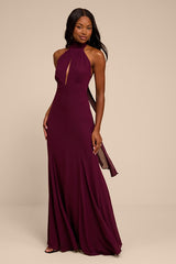 Miselle Plum Halter Maxi Dress
