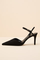 Mareey Black Suede Pointed-Toe Pumps
