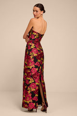 Tatianna Black Floral Jacquard Strapless Maxi Dress
