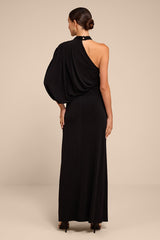 Hannah Black One-Shoulder Maxi Dress
