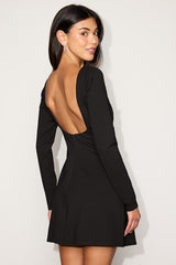 Aldith Black Ponte Knit Long Sleeve Mini Dress