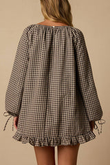 Brynn Beige Plaid Babydoll Romper Dress