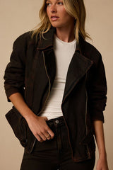 80's Bomber Dark Brown Denim Jacket