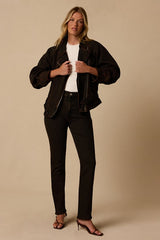 80's Bomber Dark Brown Denim Jacket