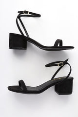 Julie Black Suede Ankle Strap Heels