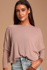Verla Rusty Rose Dolman Sleeve Sweater Top