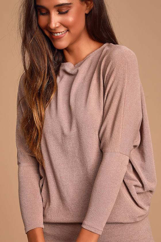 Verla Rusty Rose Dolman Sleeve Sweater Top