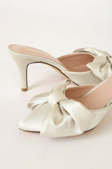 Lyle Ivory Satin Pointed-Toe Mules