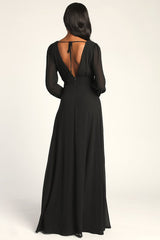 Love You So Black Long Sleeve Maxi Dress