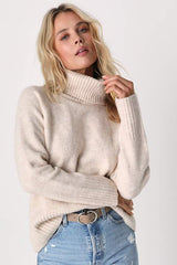 Found the Warmth Beige Turtleneck Pullover Sweater