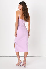 Stun and Done Lilac Sleeveless Bodycon Midi Dress